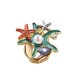 ANELLO ELASTICO CON STELLE MARINE SMALTATE E PERLA - SW25464C480