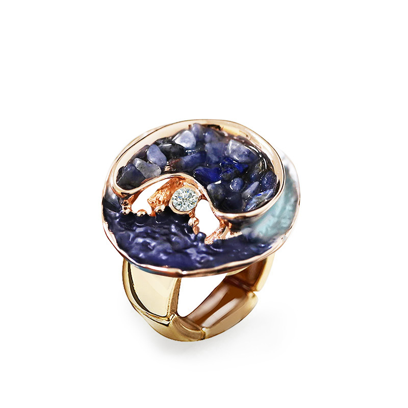 ANELLO ELASTICO SMALTATO CON PIETRE E STRASS - SW25464C482