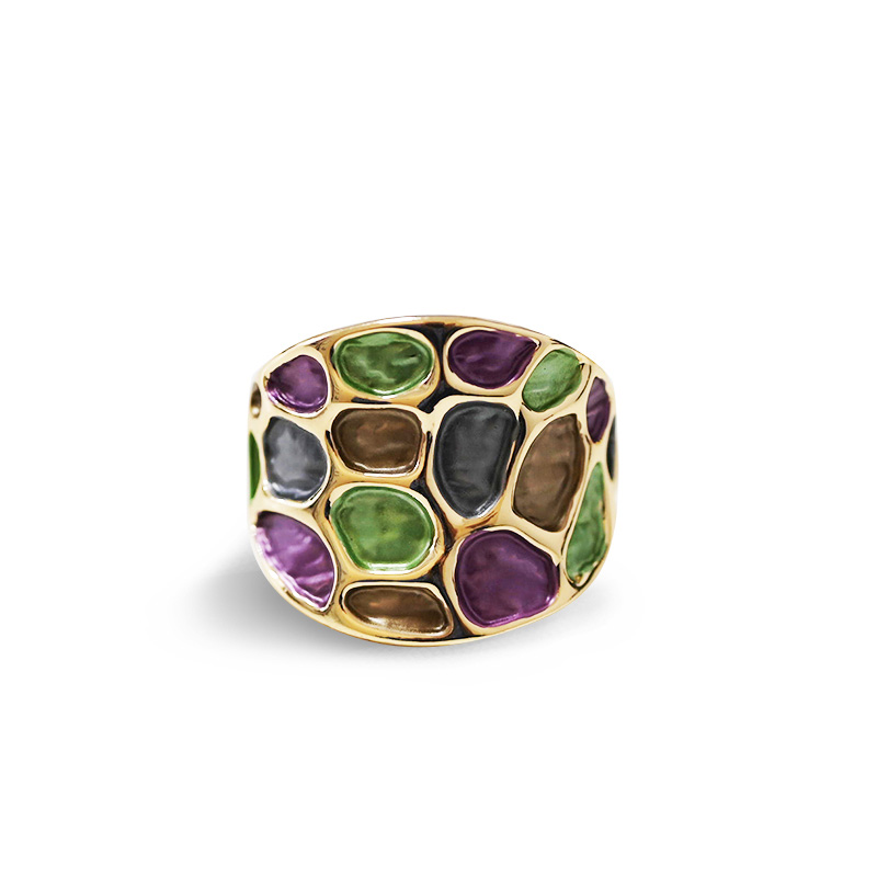 ANELLO ELASTICO CON EFFETTO MOSAICO SMALTATO - SW25464C484