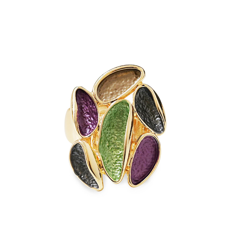 ANELLO ELASTICO CON FOGLIE SMALTATE IRREGOLARI - SW25464C489