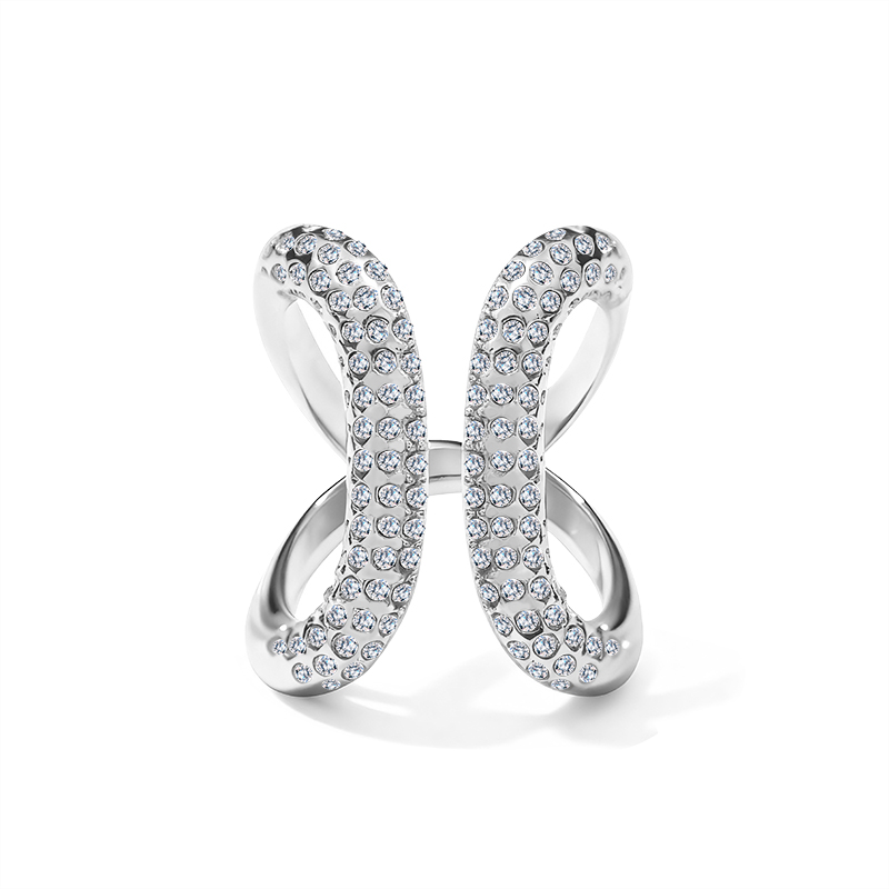 ANELLO APERTO REGOLABILE CON PAVÉ DI ZIRCONI - YC251104C47