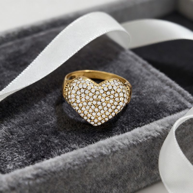 ANELLO APERTO REGOLABILE A CUORE CON PAVÉ DI ZIRCONI - YC25112C50