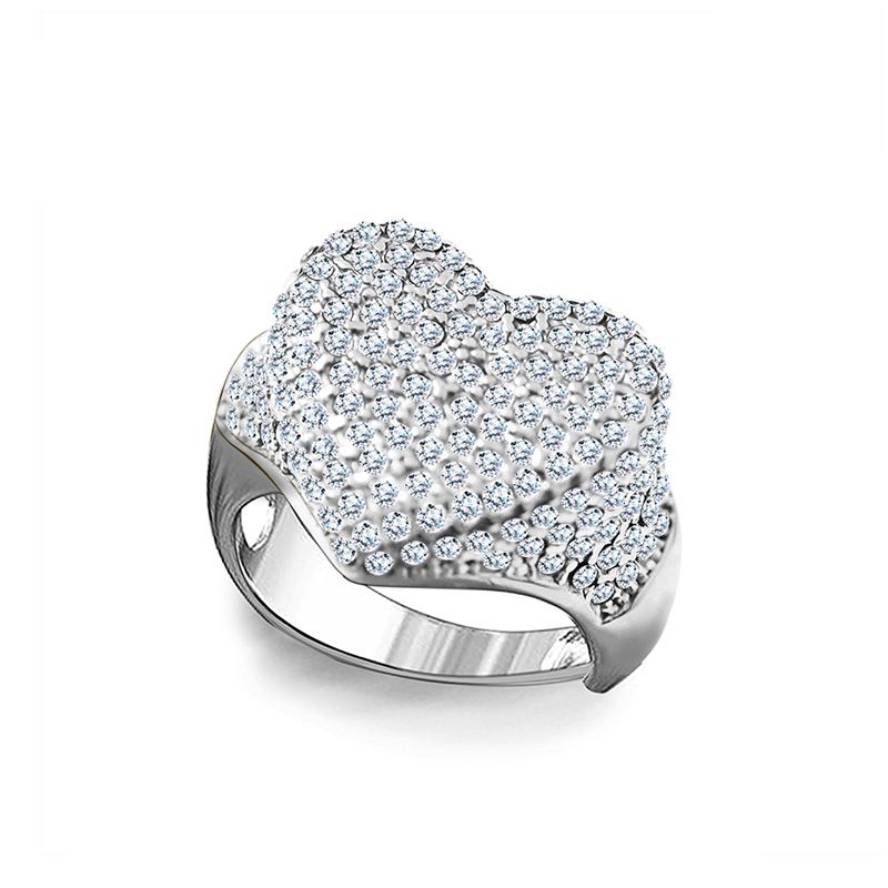 ANELLO APERTO REGOLABILE A CUORE CON PAVÉ DI ZIRCONI - YC25112C50