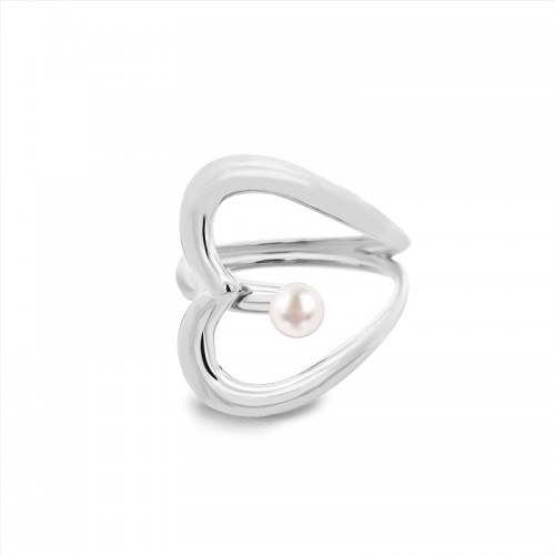 ANELLO APERTO REGOLABILE CUORE CON PERLA - YC25312B408