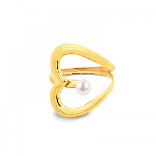 ANELLO APERTO REGOLABILE CUORE CON PERLA - YC25312B408
