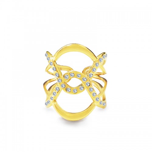 ANELLO INTRECCIATO SIMMETRICO CON ZIRCONE - YC2544C41