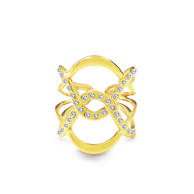 ANELLO INTRECCIATO SIMMETRICO CON ZIRCONE - YC2544C41