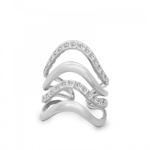 ANELLO A QUATTRO FILI ONDULATI CON ZIRCONE - YC2544C42