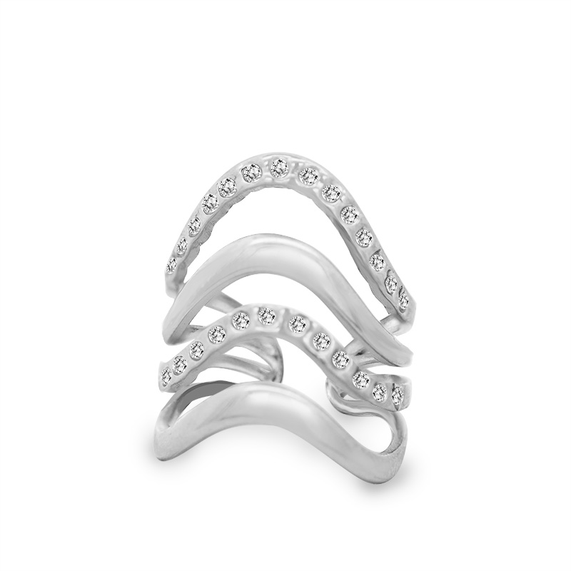 ANELLO A QUATTRO FILI ONDULATI CON ZIRCONE - YC2544C42