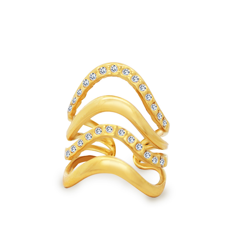 ANELLO A QUATTRO FILI ONDULATI CON ZIRCONE - YC2544C42