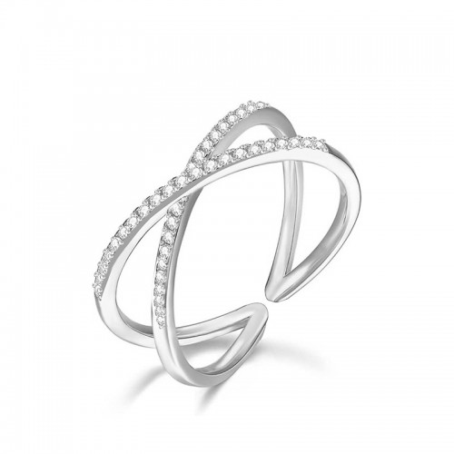 ANELLO APERTO REGOLABILE INCROCIATO CON ZIRCONE - YC25544B388