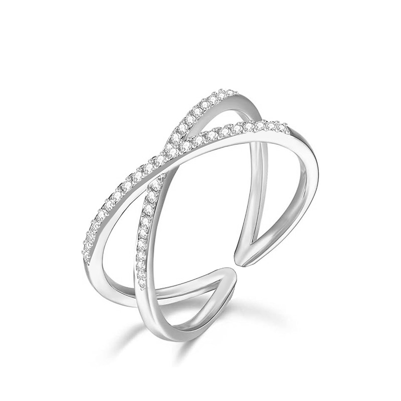ANELLO APERTO REGOLABILE INCROCIATO CON ZIRCONE - YC25544B388