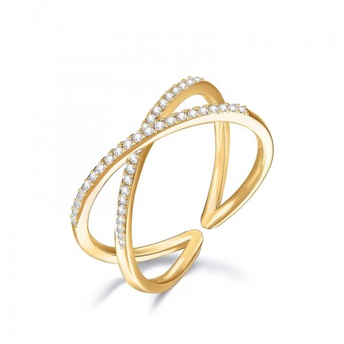 ANELLO APERTO REGOLABILE INCROCIATO CON ZIRCONE - YC25544B388