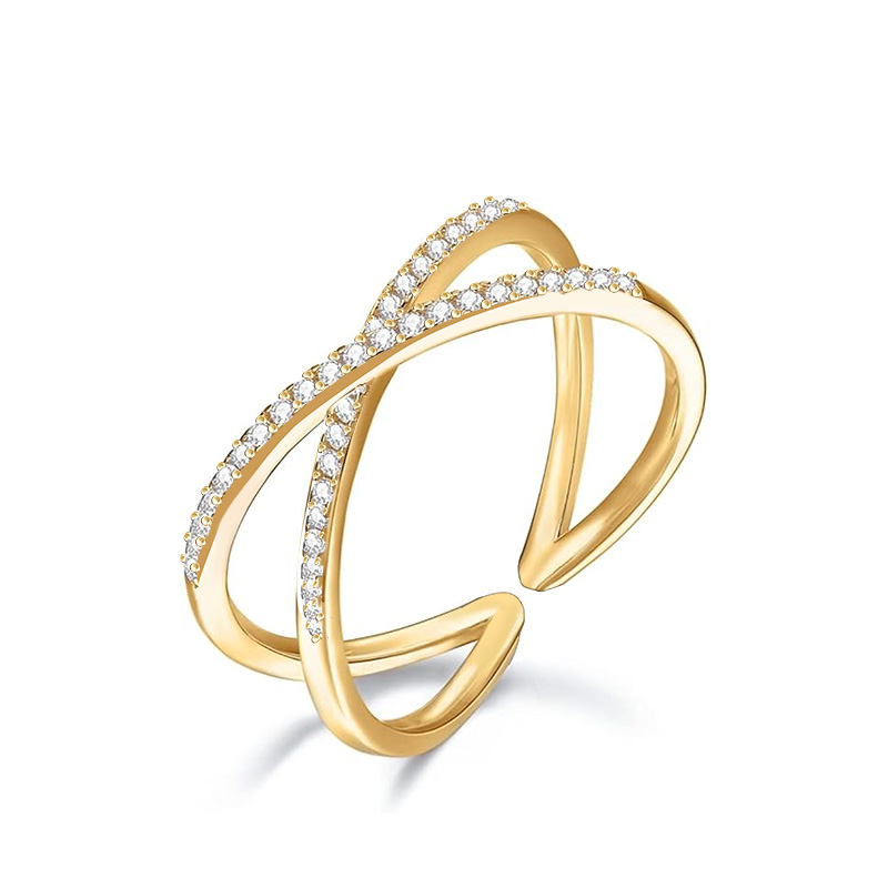 ANELLO APERTO REGOLABILE INCROCIATO CON ZIRCONE - YC25544B388