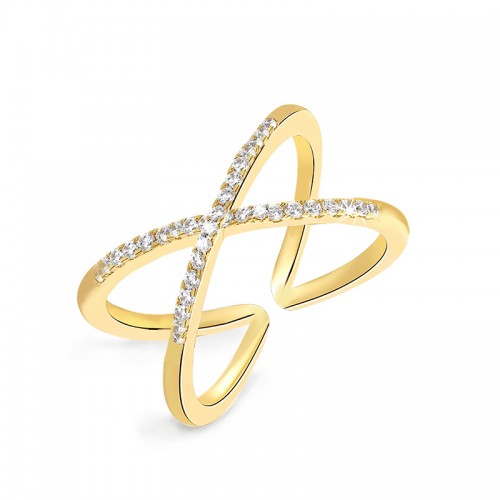 ANELLO APERTO REGOLABILE INCROCIATO CON ZIRCONE - YC25544B388