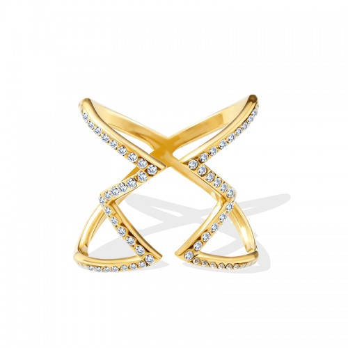 ANELLO APERTO REGOLABILE ZIGZAG CON ZIRCONI - YC2592C44