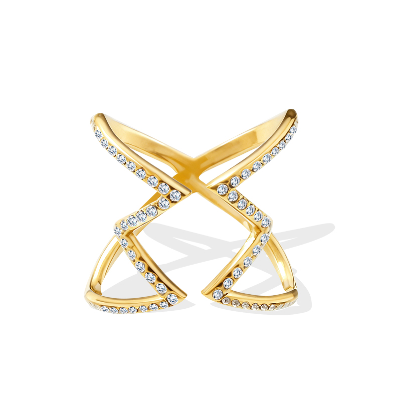 ANELLO APERTO REGOLABILE ZIGZAG CON ZIRCONI - YC2592C44