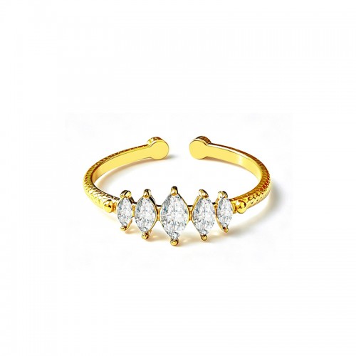 ANELLO REGOLABILE CON 5 ZIRCONI MARQUISE - YC2652C966