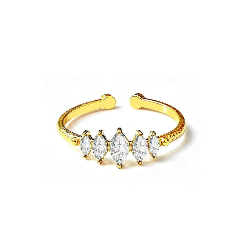 ANELLO REGOLABILE CON 5 ZIRCONI MARQUISE - YC2652C966