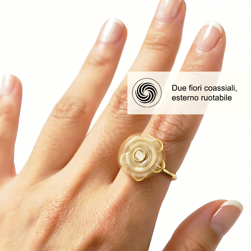 ANELLO ANTISTRESS REGOLABILE CON FIORE IN ZIRCONE - YC2660C961