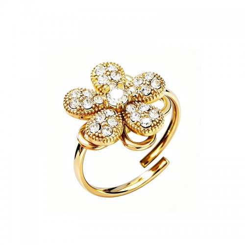 ANELLO ANTISTRESS REGOLABILE CON FIORE IN ZIRCONE - YC2660C961