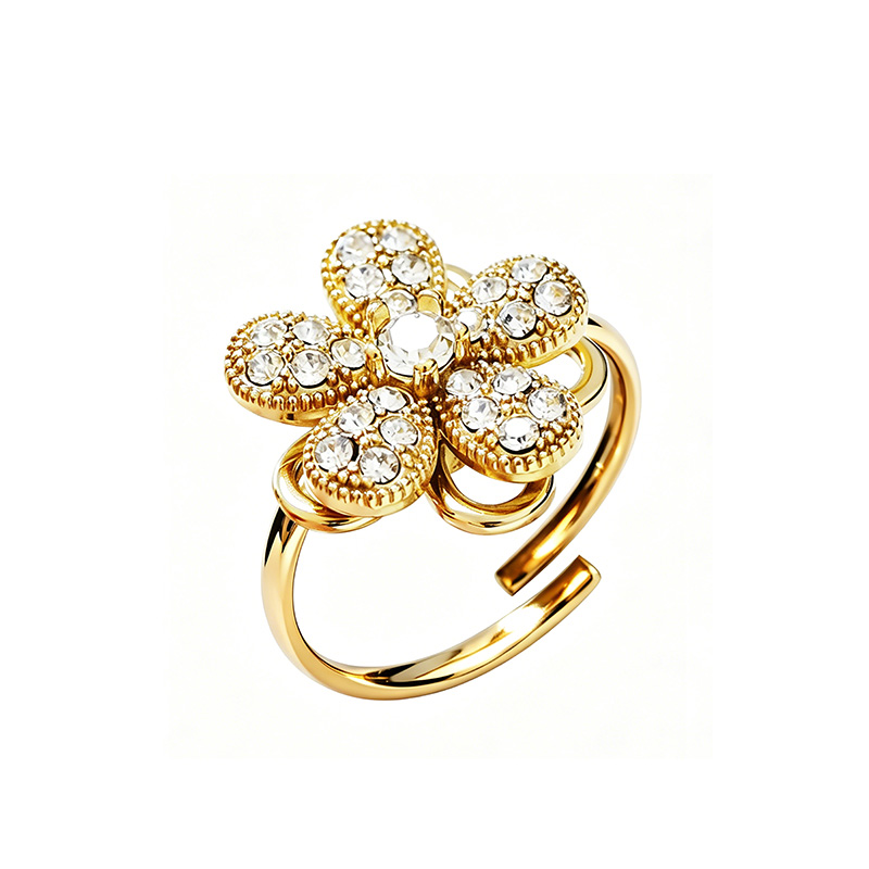 ANELLO ANTISTRESS REGOLABILE CON FIORE IN ZIRCONE - YC2660C961