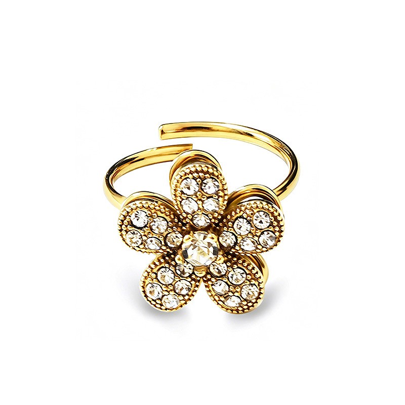 ANELLO ANTISTRESS REGOLABILE CON FIORE IN ZIRCONE - YC2660C961