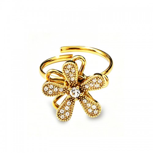 ANELLO ANTISTRESS REGOLABILE CON FIORE IN ZIRCONE - YC2660C962