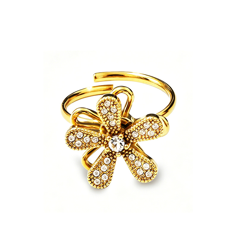 ANELLO ANTISTRESS REGOLABILE CON FIORE IN ZIRCONE - YC2660C962