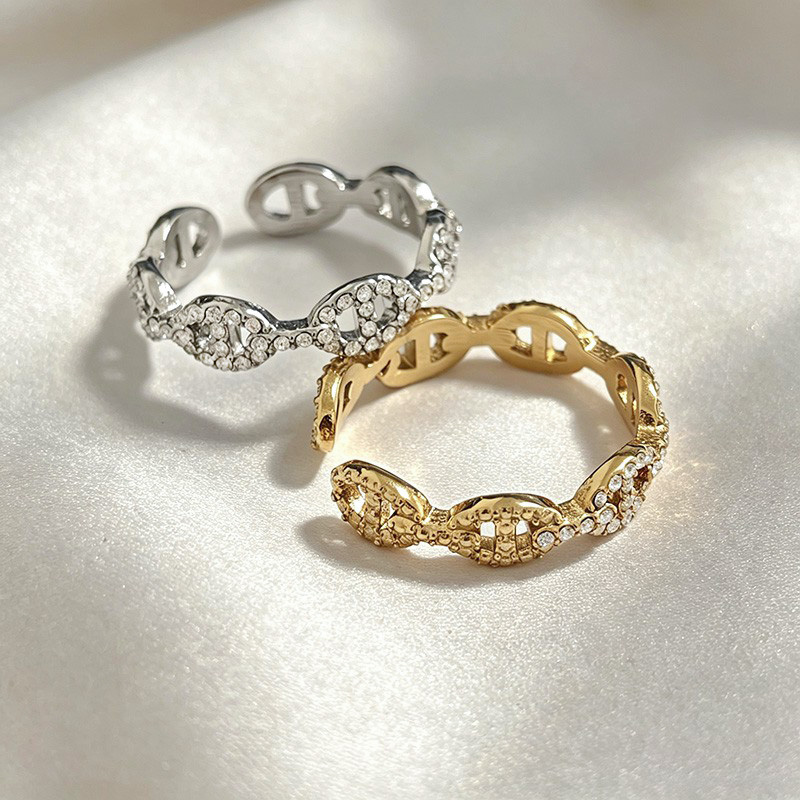 ANELLO REGOLABILE A MAGLIA MARINA CON ZIRCONI - YC2668C964