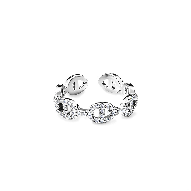 ANELLO REGOLABILE A MAGLIA MARINA CON ZIRCONI - YC2668C964