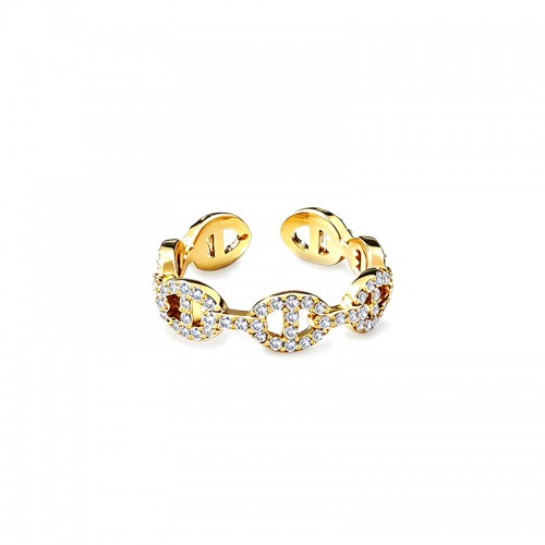 ANELLO REGOLABILE A MAGLIA MARINA CON ZIRCONI - YC2668C964