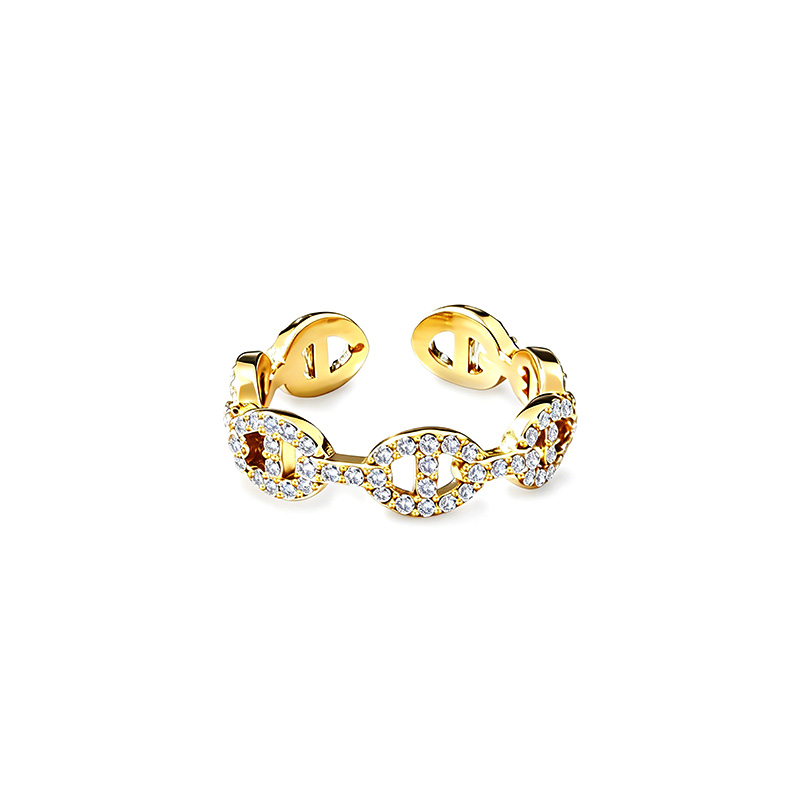 ANELLO REGOLABILE A MAGLIA MARINA CON ZIRCONI - YC2668C964