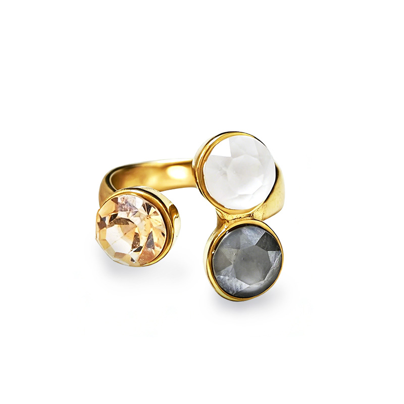 ANELLO TRIS REGOLABILE CON CRISTALLI ROTONDI SFACCETTATI - YC2684C903