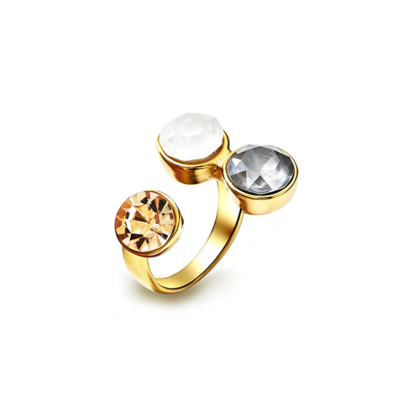 ANELLO TRIS REGOLABILE CON CRISTALLI ROTONDI SFACCETTATI - YC2684C903
