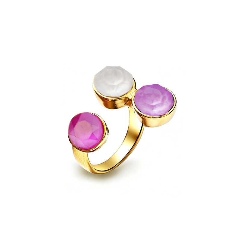 ANELLO TRIS REGOLABILE CON CRISTALLI ROTONDI SFACCETTATI - YC2684C903