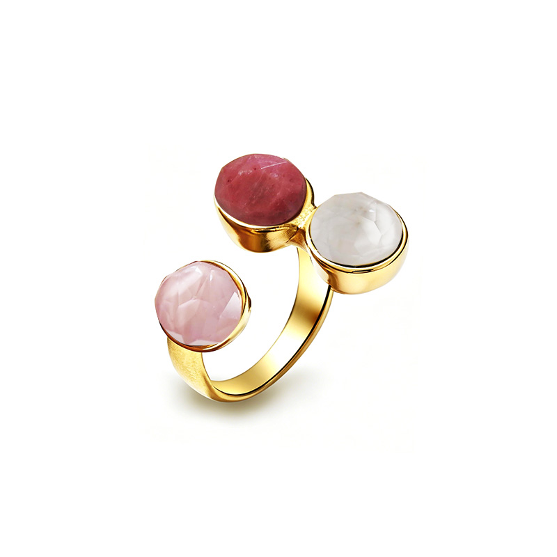 ANELLO TRIS REGOLABILE CON CRISTALLI ROTONDI SFACCETTATI - YC2684C903