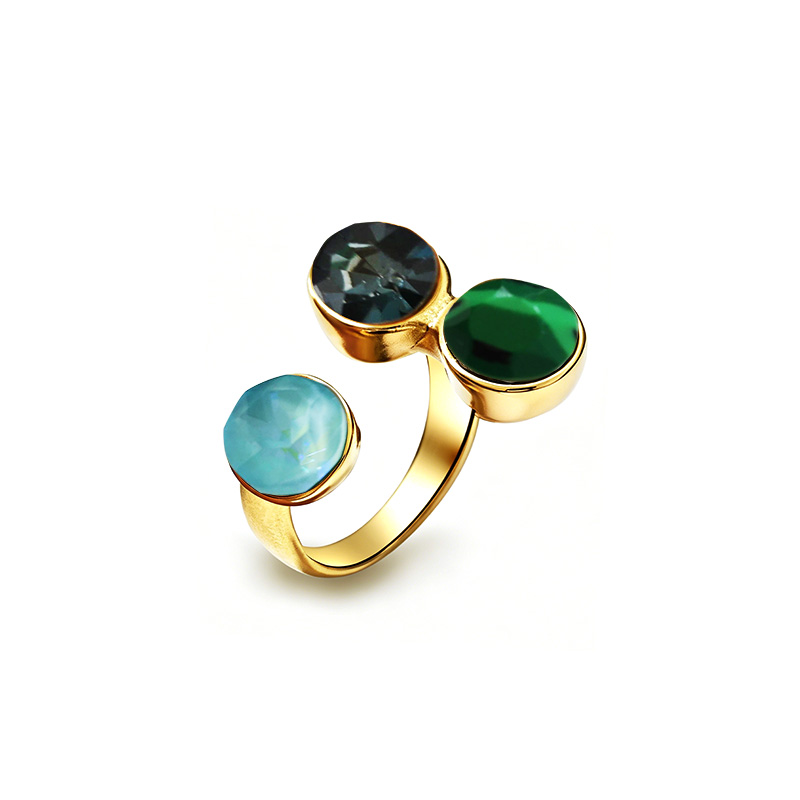 ANELLO TRIS REGOLABILE CON CRISTALLI ROTONDI SFACCETTATI - YC2684C903