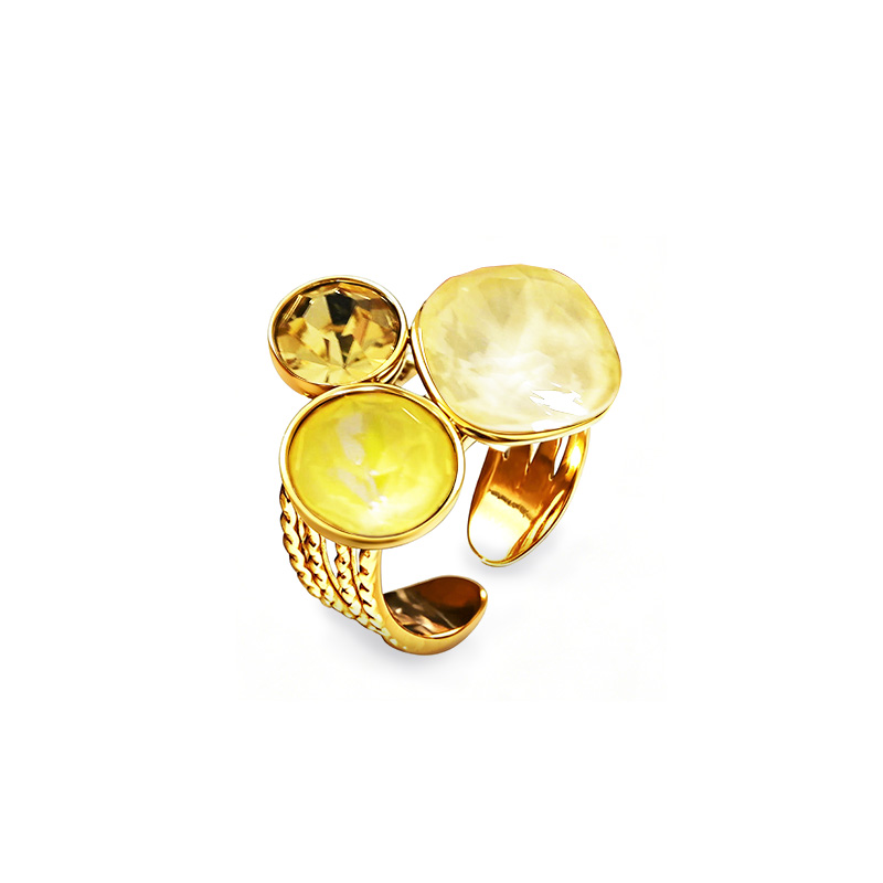 ANELLO TRIS REGOLABILE CON CRISTALLI GEOMETRICI SFACCETTATI - YC2684C904