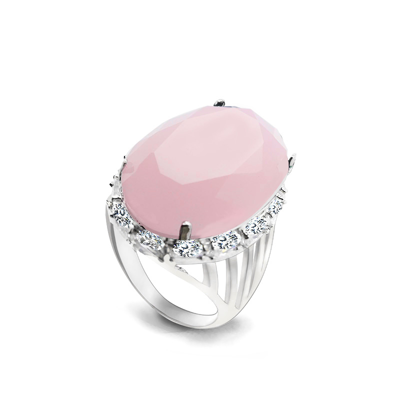ANELLO OVALE IN VETRO ROSA - ZY731760A33