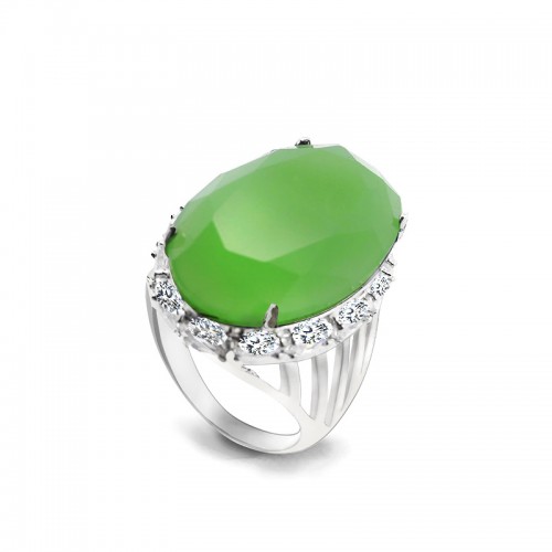 ANELLO OVALE IN VETRO VERDE - ZY731760A33
