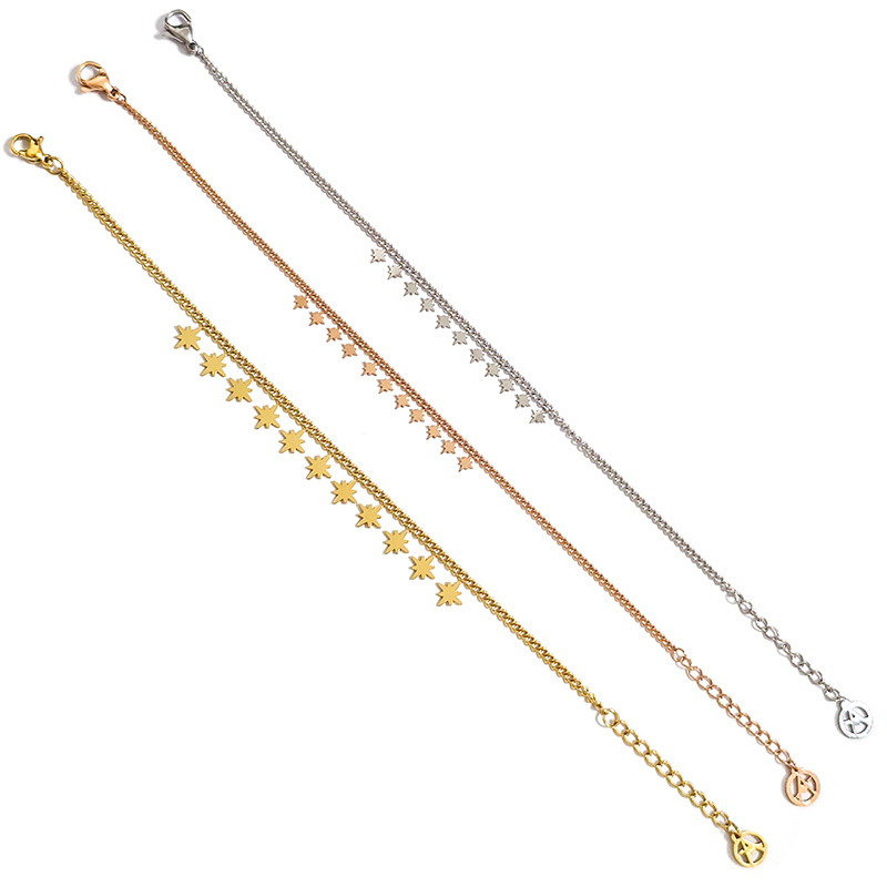 BRACCIALE CATENA GOURMETTE CON ROSE DEI VENTI - 201224072C58