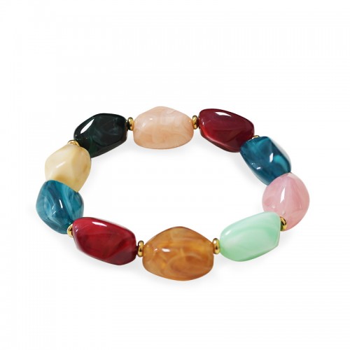 BRACCIALE ELASTICO CON PERLINE IRREGOLARI IN RESINA - AGS2556C361