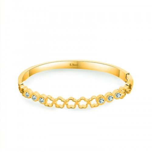 BRACCIALE RIGIDO CON FIORI TRAFORATI E PUNTI LUCE - DH2572B483