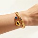 BRACCIALE RIGIDO A TRE FILI CON CIONDOLO CUORE E OCCHIO DI ALLAH - DH2580B482
