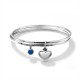 BRACCIALE RIGIDO A TRE FILI CON CIONDOLO CUORE E OCCHIO DI ALLAH - DH2580B482