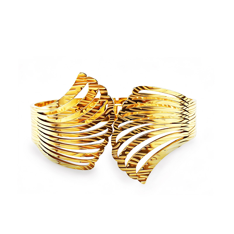 BRACCIALE RIGIDO A MOLLA CON FOGLIE TRAFORATE - DH2588B478