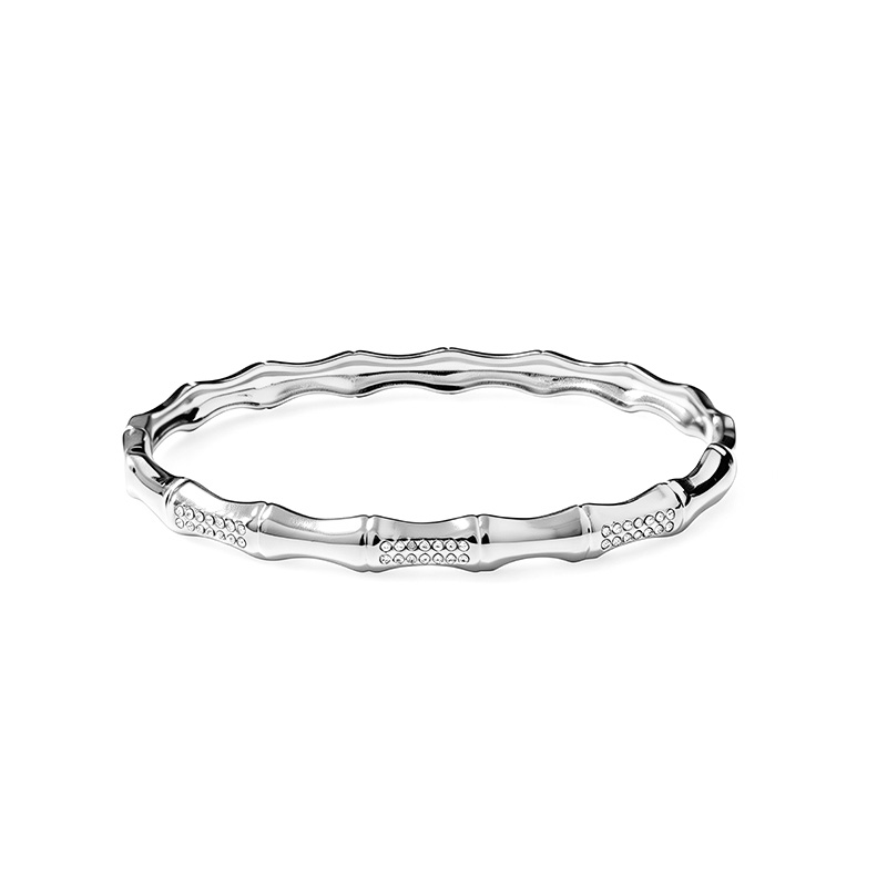 BRACCIALE RIGIDO EFFETTO BAMBÙ CON STRASS - DH2588B484
