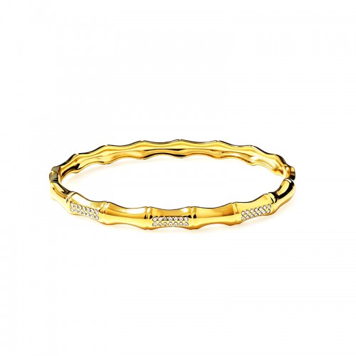 BRACCIALE RIGIDO EFFETTO BAMBÙ CON STRASS - DH2588B484