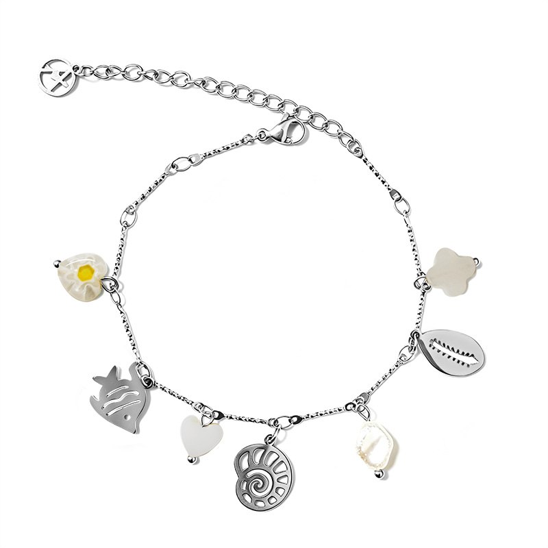 BRACCIALE A CATENA CON CHARMS MARINI E PERLINE COLORATE - FFJ2568C614